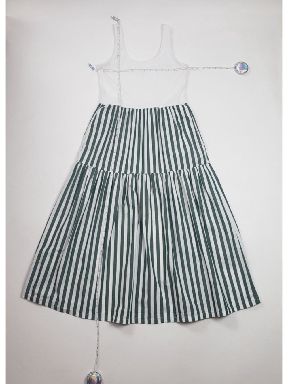 J.Crew Factory Striped Tiered Knit Mixy Dress Green Women’s Size Small Midi EUC - Picture 6 of 16